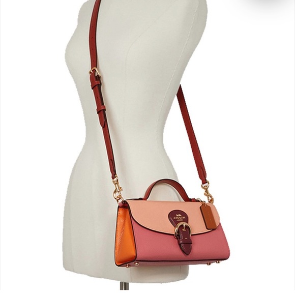 Coach Hand Bag Coach C8161 Kleo Top Handle In Colorblock Pebble Leather Fd Blush - Picture 2 of 16